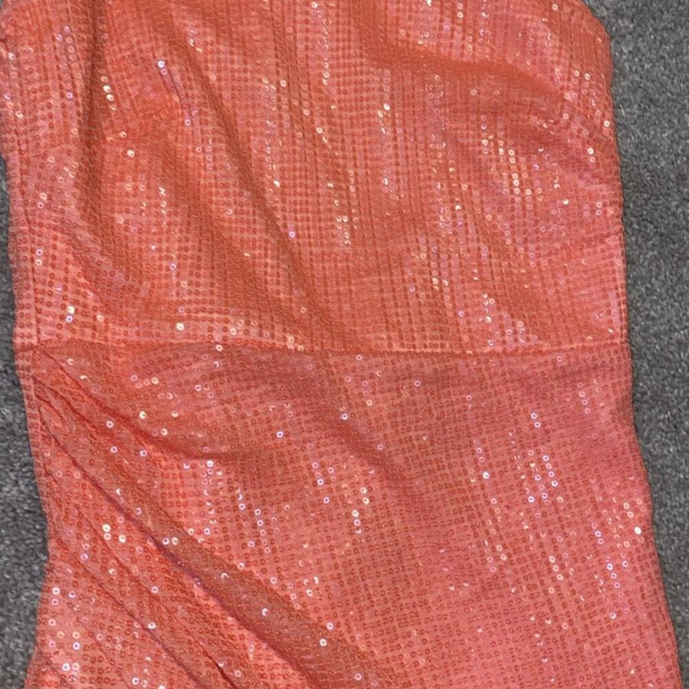 Ramy Brook Womens Richie Orange Sequined Cocktail and Party Dress - Picture 4 of 8